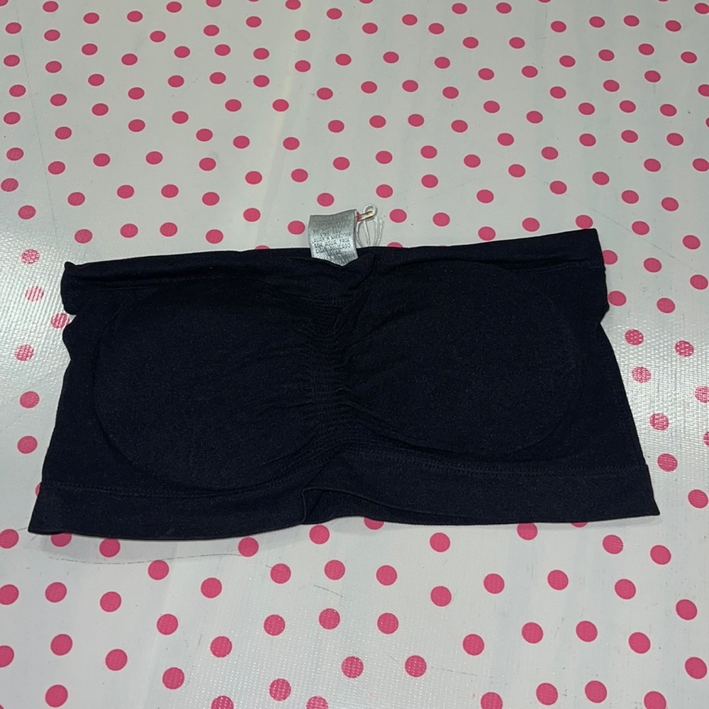 Bandeau, one size RUNS SMALL, black, built in foam bra cups